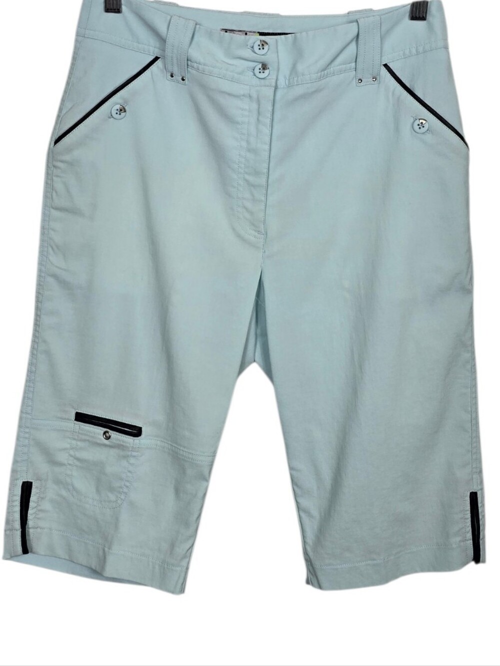 Jamie Sadock Stretch Golf Bermuda Shorts Mint Green Black Women's 6